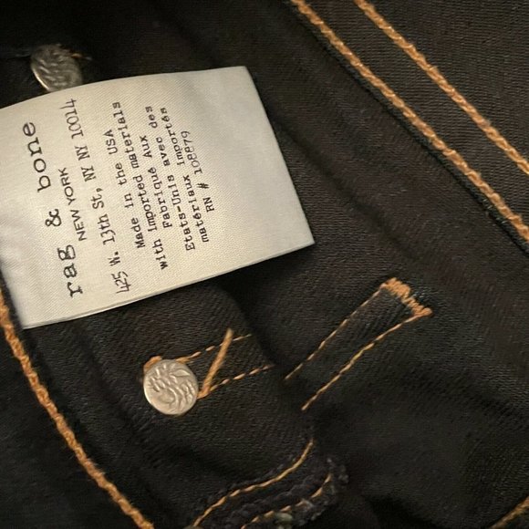 Rag & Bone Women's 10 Inch Skinny Jeans Size 25 Raw Hem Mid Rise Blue - Picture 6 of 10